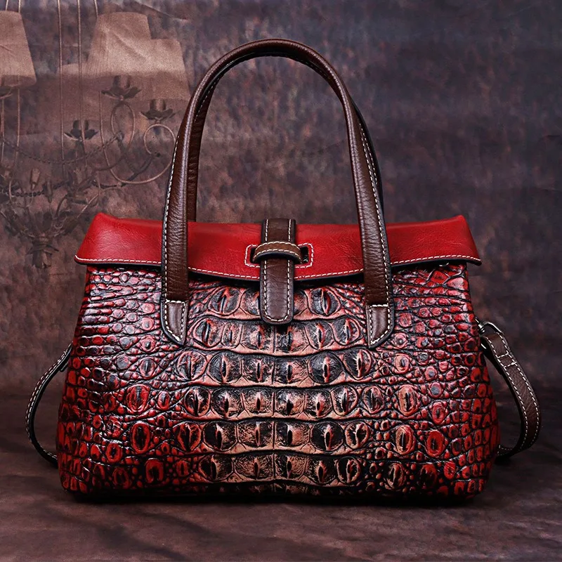 Дамска чанта от естествена кожа, луксозна чанта от крокодил, чанта за мобилен телефон, премиум дизайн sense телешка дамска чанта за рамо, c