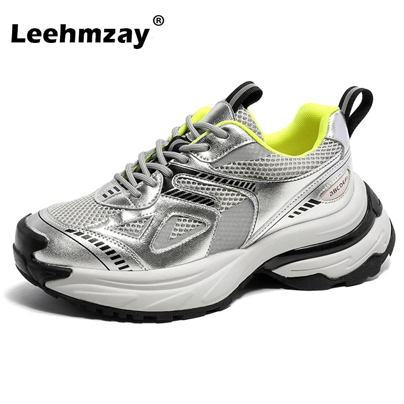 Leehmzay размер 35-40 жени случайни дъх окото маратонки платформа високи токчета атлетични обувки 2024 пролетта дантела нагоре ins тенис рокля