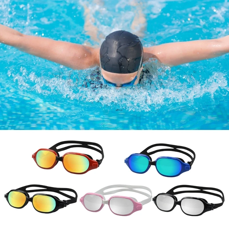 Очила за плуване Широк изглед Анти мъгла &UV очила за плуване за Audlt, без изтичане на очила за плуване за мъже жени младежи регулируеми