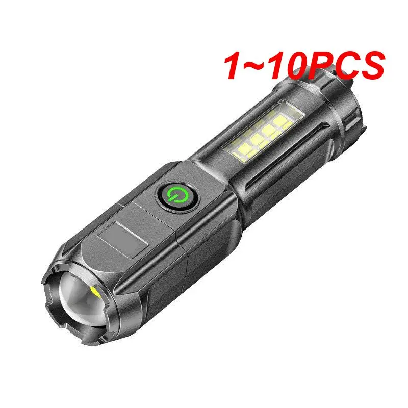 1 ~ 10PCS USB акумулаторно LED фенерче Домакински мощен фенерче телескопично увеличение Факли за далечни разстояния Открит питейни