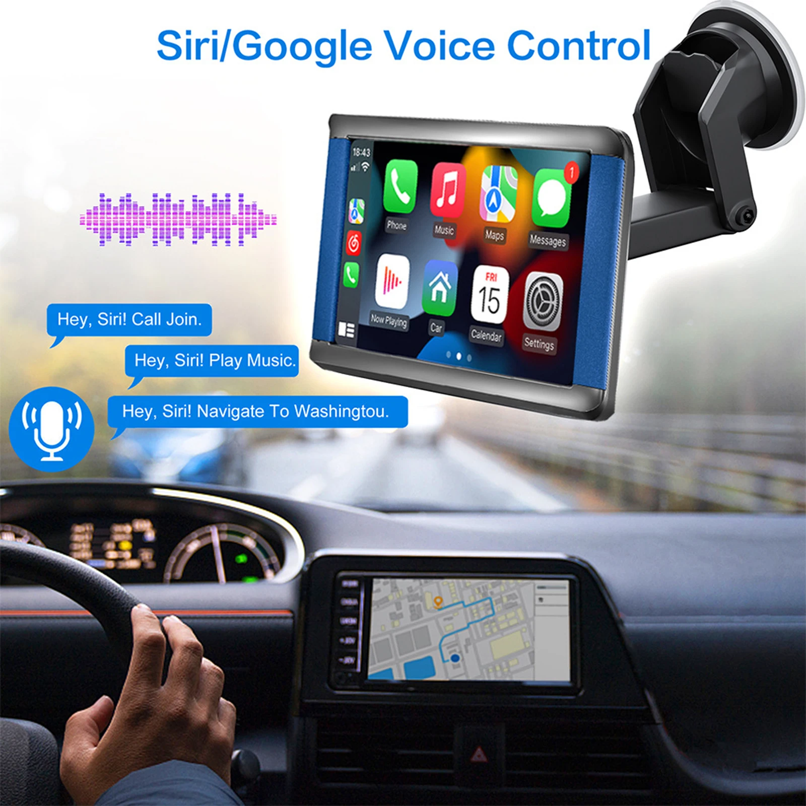 Нов 7-инчов универсален автомобилен мултимедиен плейър Гласов контрол Безжичен Apple CarPlay Android Автоматичен сензорен екран със задна камера