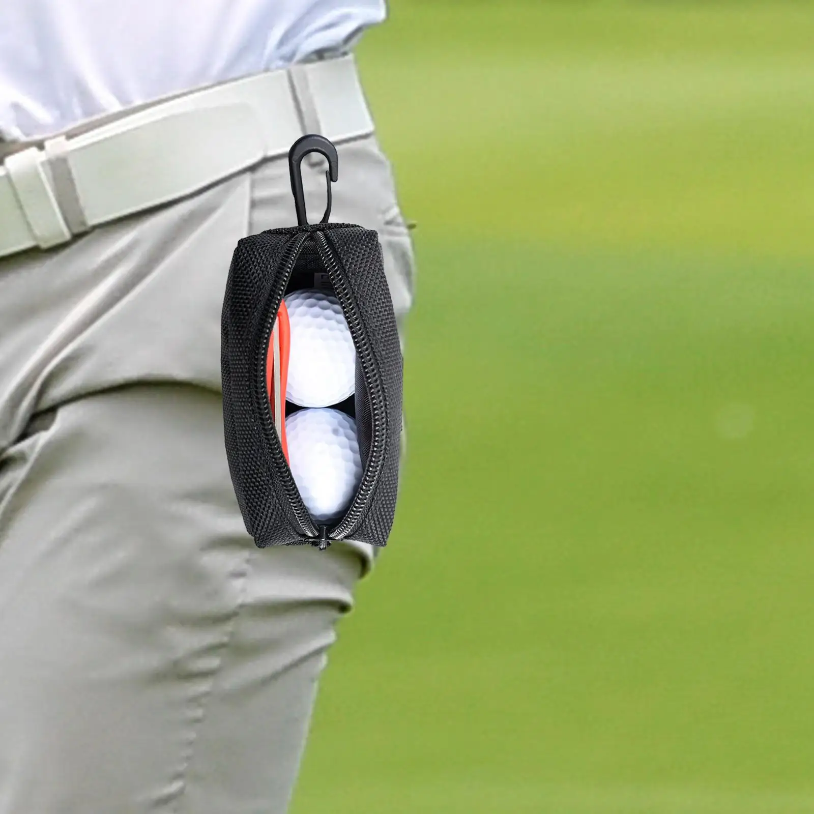 Golf топка носят чанта контейнер голф чай притежателя торбичка кръста чанти джоб преносим голф топка случай с клип кука голф аксесоар 2