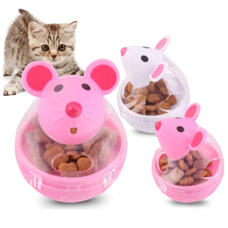 Lovely Food Leakage Tumbler Feeder Treat Ball Cute Little Mouse Toys Interactive Toy for Cat Food Slow Feeding Pet Toy Supplies