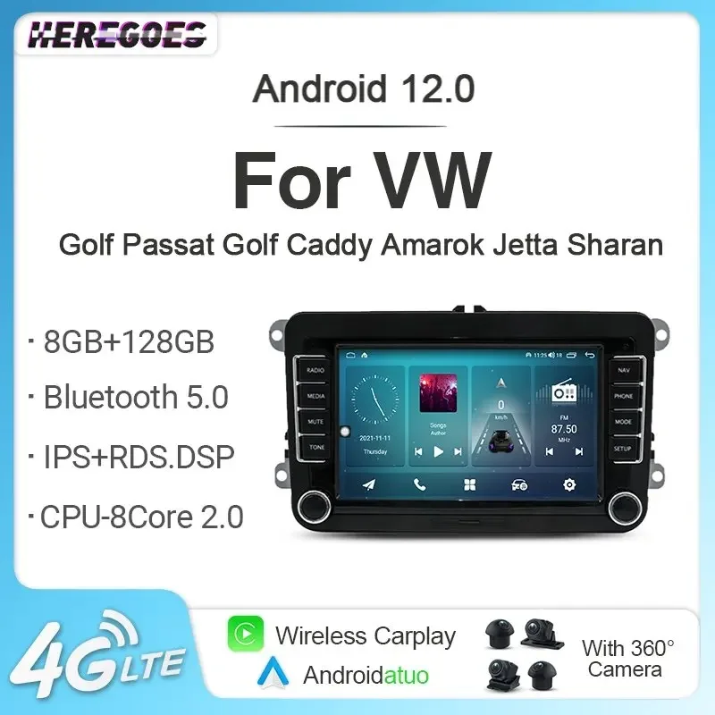 7862 Auto Android 12 Car Radio GPS плейър 8G + 256G Carplay GPS Wifi за VW CADDY Amarok SCIROCCO GOLF POLO PASSAT B6 TOURAN Jetta