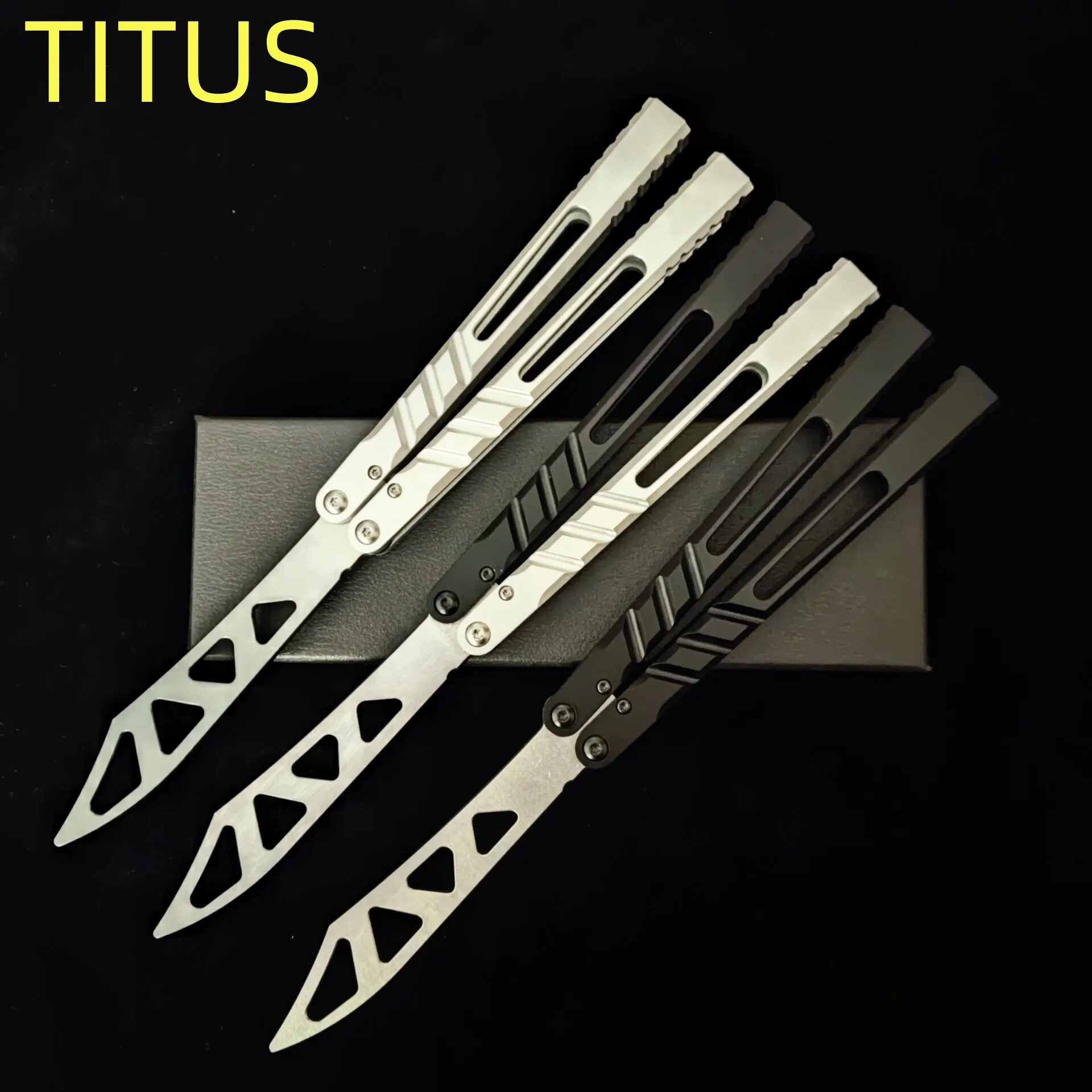 TITUS CH AB Butterfly Trainer Knife AB Channel 7075 Алуминиева дръжка VG10 Blade Bushing System Jilt Knife Hunting EDC Knife