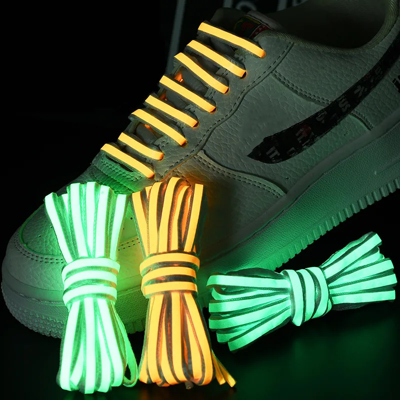 1 чифт лазерни светещи връзки за обувки AF1 маратонки Връзки за обувки Живи флуоресцентни връзки за обувки Полукръгли дантели Аксесоари за обувки