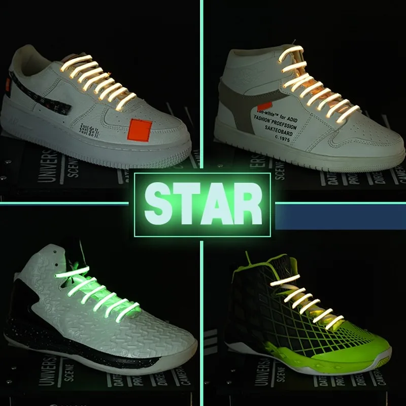 1 чифт лазерни светещи връзки за обувки AF1 маратонки Връзки за обувки Живи флуоресцентни връзки за обувки Полукръгли дантели Аксесоари за обувки 4
