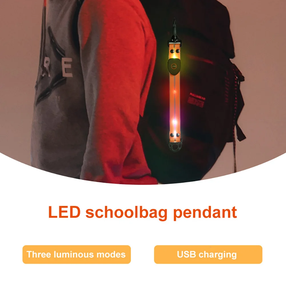 Училищна чанта за безопасност Преносима LED светеща отразяваща раница Висяща светлина USB акумулаторна за колоездене бягане джогинг 3