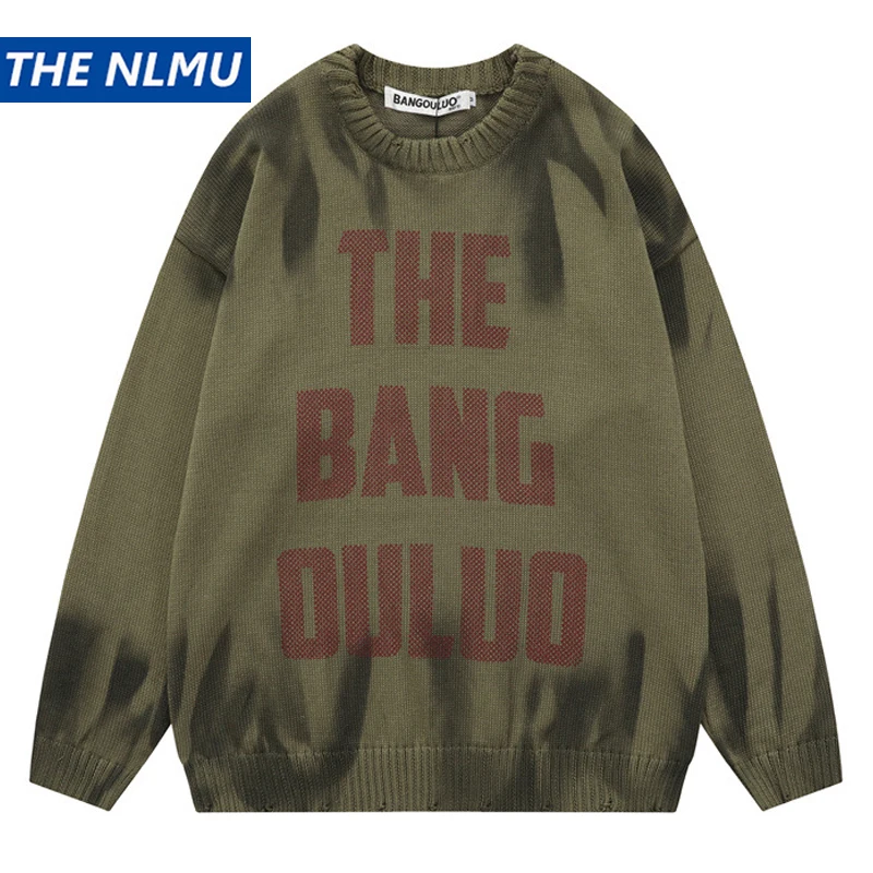 Мъже Реколта пуловер двойка ретро графити графични плетени пуловери случайни хлабав пуловер хип-хоп улично облекло Y2K трикотаж Унисекс