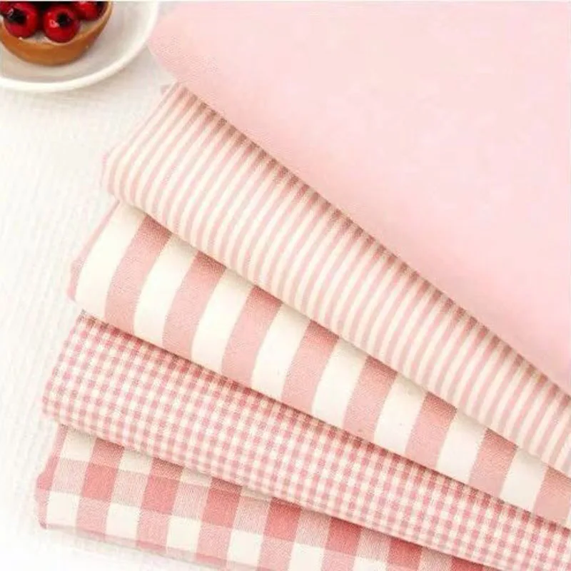 нов 150 см сгъстен памучен ленен плат розови цветя / карирана тъкан за шиене DIY завеса покривка диван завеса кърпа за пикник