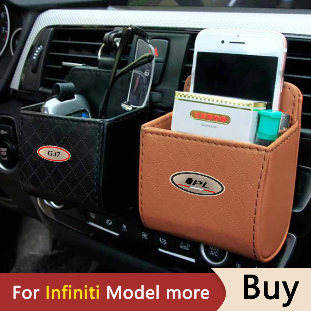 PU кожа Auto мобилен телефон притежателя чанта кола изход въздух отдушник боклук кутия за Infiniti ESQ G37 I35 JX35 JX37 M35 M35h M37 M45 M56