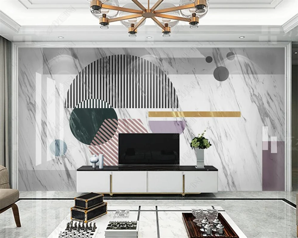 beibehang papel de parede Персонализирани нови модерни минималистични геометрични перо абстрактно злато реколта TV фон тапет 3