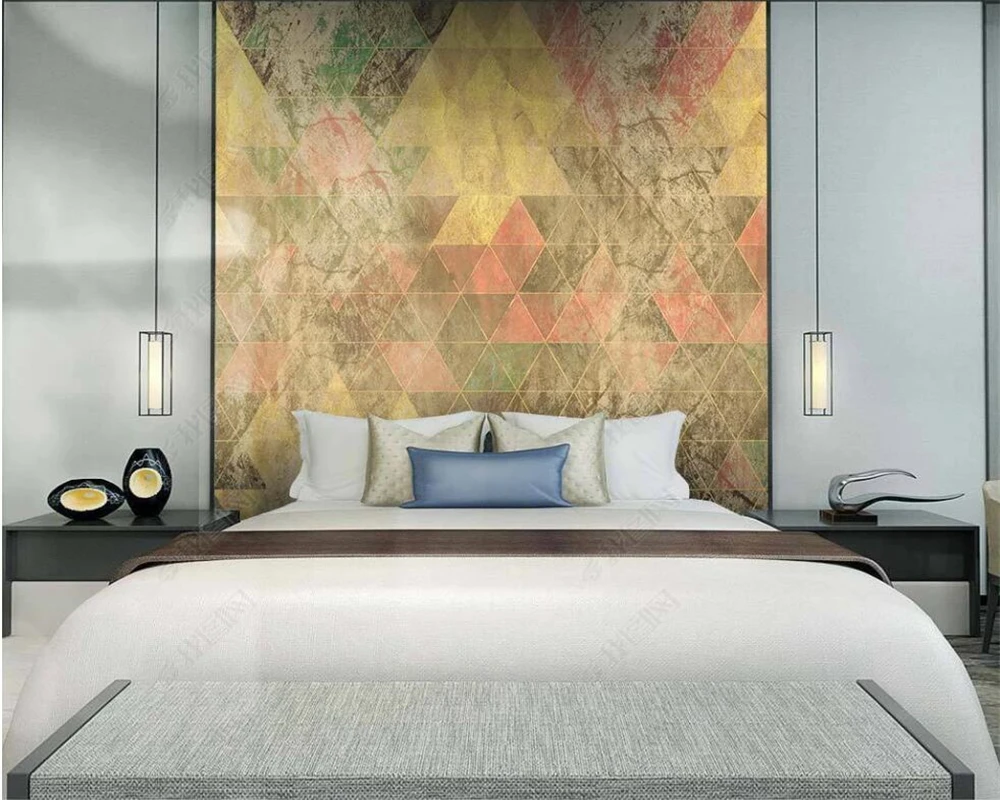 beibehang papel de parede Персонализирани нови модерни минималистични геометрични перо абстрактно злато реколта TV фон тапет 5