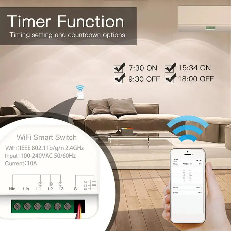 Tuya Alexa Wifi Smart Switch 3gang MINI таймер On-off устройство Casa Inteligente Модули за автоматизация У дома