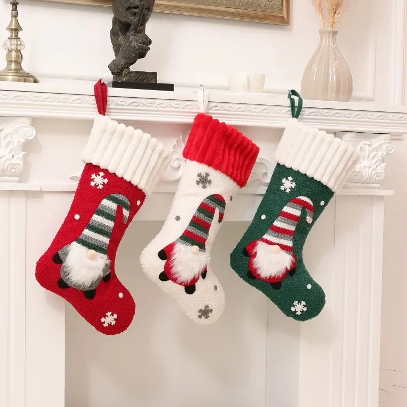 Нови коледни чорапи плетени без лице Rudolph кукла детски бонбони подарък чанта сцена оформление коледни украси за дома