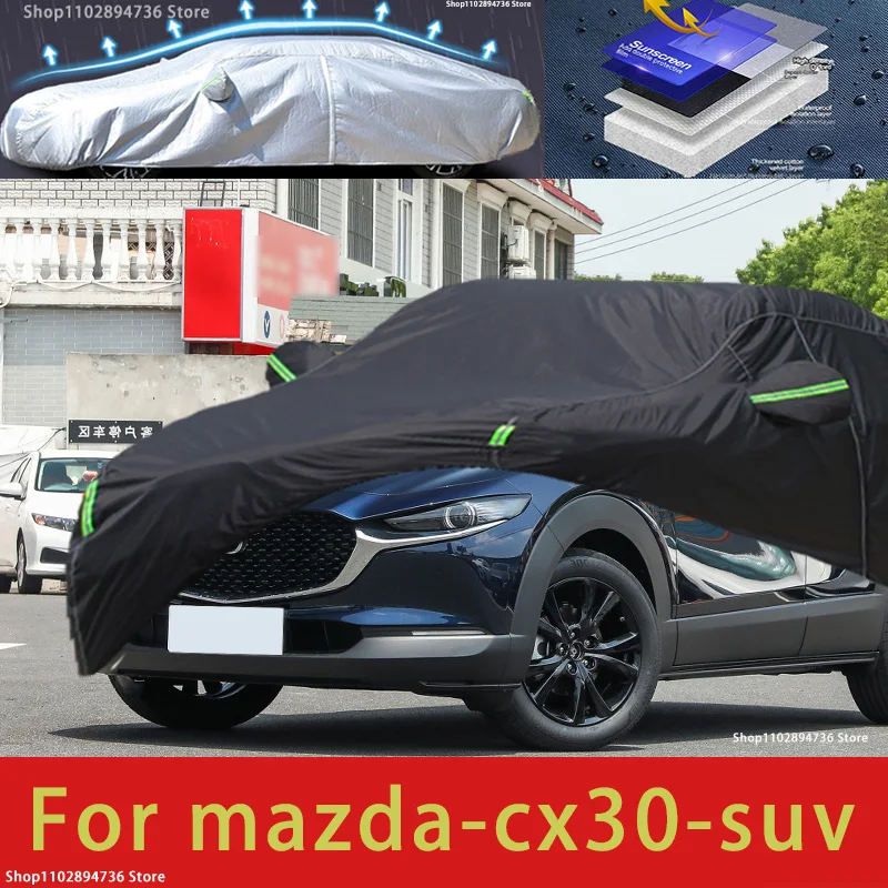 За Mazda CX30 Fit външна защита Пълна автомобилна покривка Снежна покривка Сенник Водоустойчив прахоустойчив екстериор черно покритие за кола
