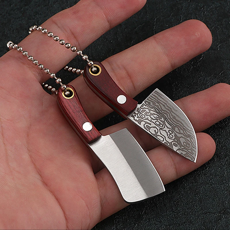 Мини кухня многофункционален нож Unboxing преносим малък нож от неръждаема стомана хартия рязане EDC фиксирано острие ключодържател нож