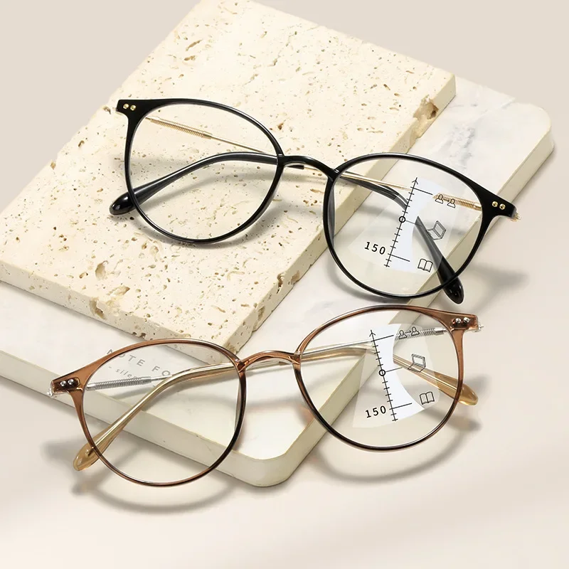 кръгли мутифокални прогресивни очила за четене Унисекс Лукс Близо до Фар Пресбиопия Очила Моден дизайн Прозрачни очила 2