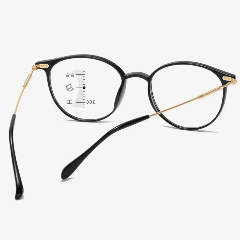 кръгли мутифокални прогресивни очила за четене Унисекс Лукс Близо до Фар Пресбиопия Очила Моден дизайн Прозрачни очила 4