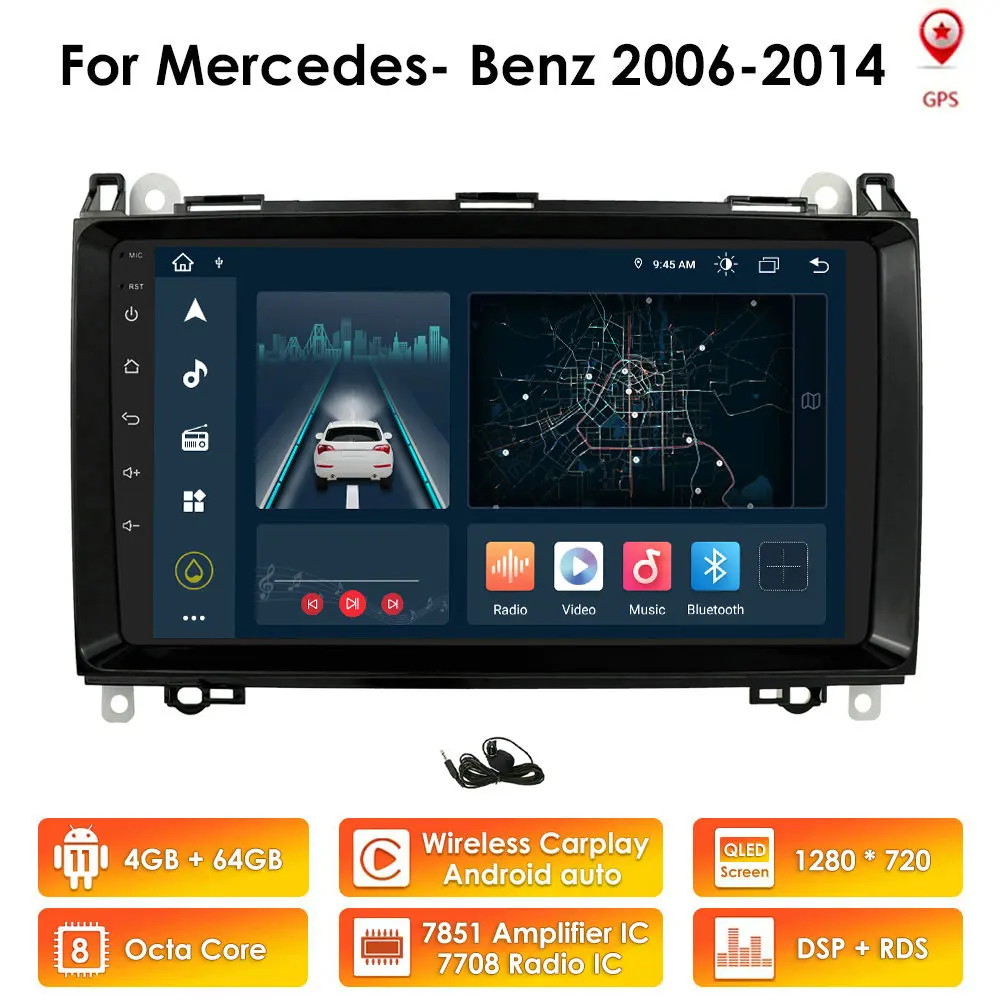 4G LTE Android 10 За Mercedes Benz B W245 B150 B160 B170 B180 B200 B55 Автомобилно радио мултимедиен плейър GPS Autoradio Sprinter Vito 0