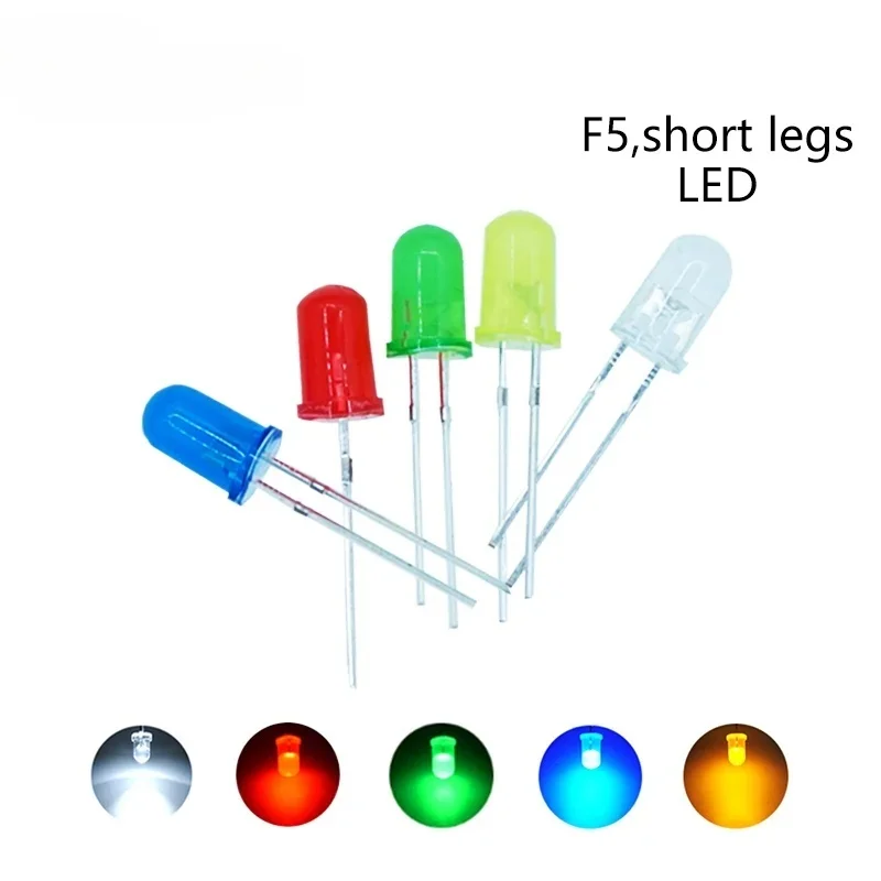 100pcs F5 5mm DIP LED високо излъчващ светлина диод синьо жълто бяло зелено червено бързо бавно RGB електронен компонент DIY комплект