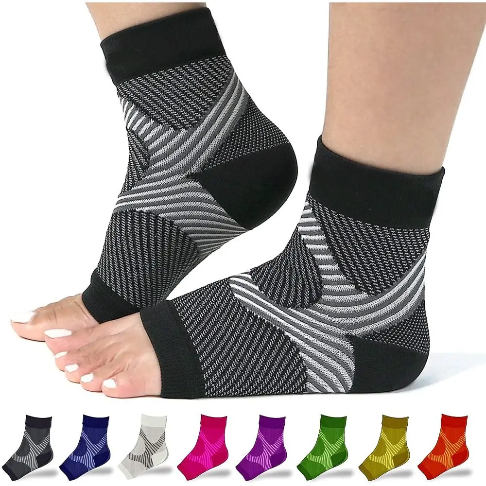 1Pair Нова невропатия компресия глезена компресия чорапи петата чорап отворени пръсти против напукани дишащи крака грижа за кожата за мъже жени