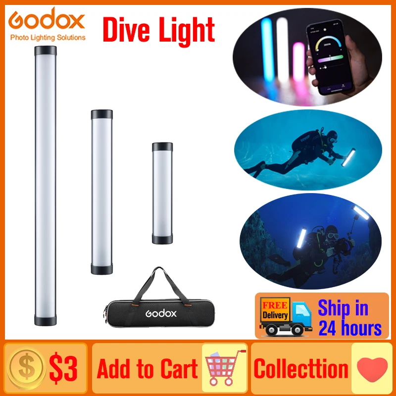 Godox WT25R WT40R WT60R WT25D WT40D WT60D водолазна светлина подводна LED видео светлина водоустойчива дневна светлина RGB тръба светлина за гмуркане