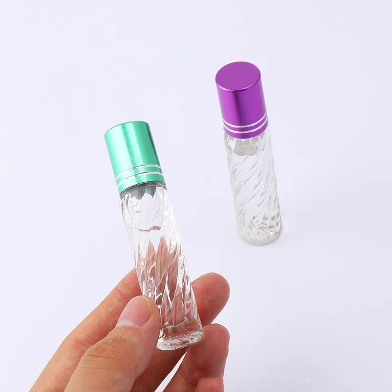 5pcs 4ml цилиндрична прозрачна стъклена бутилка за парфюм етерично масло ролкова топка бутилка козметична проба дозиране празна бутилка