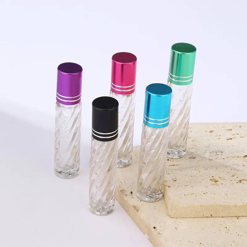 5pcs 4ml цилиндрична прозрачна стъклена бутилка за парфюм етерично масло ролкова топка бутилка козметична проба дозиране празна бутилка 1