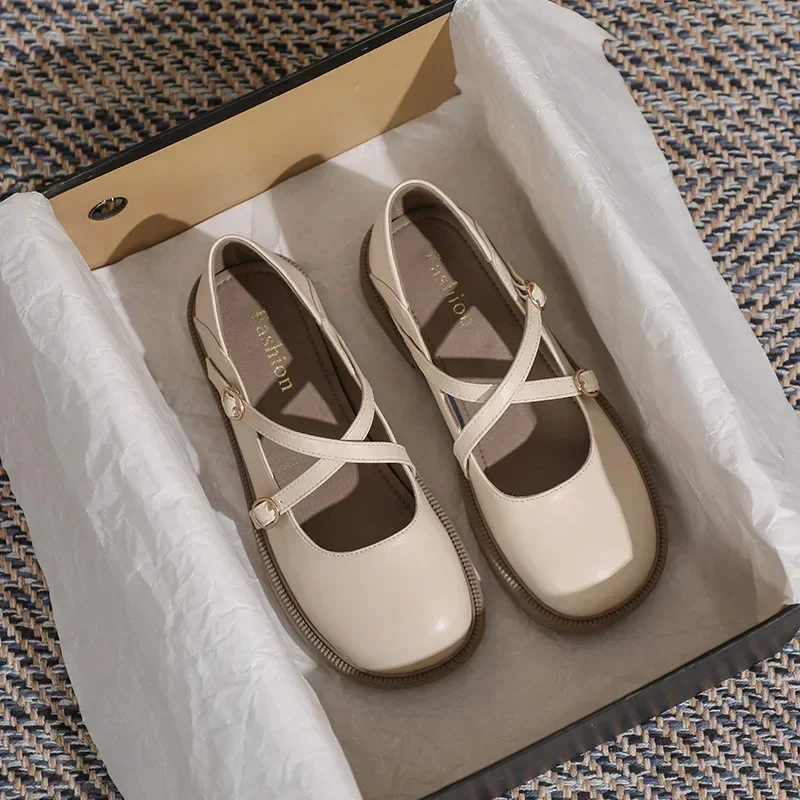 Нови дамски обувки Mary Jane меки кожени обувки Дамски мокасини Японски колеж стил единични обувки женски британски плоски дамски обувки