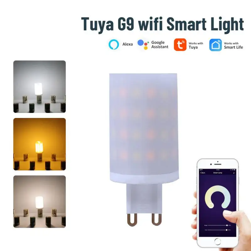 Hot LED лампа Tuya WiFi G9 LED крушка Интелигентна LED светлина 6W 2700-6500K Топло / студено бяло димиране светлини 220-240V осветителна лампа 0