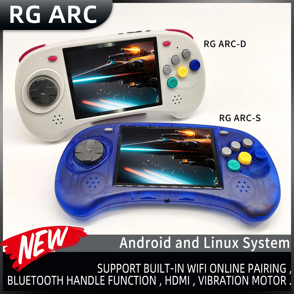 Нов RG ARC-D ARC-S 4'' 128G 256G сензорен екран Ръчни играчи за игри Android 11 Linux Dual OS преносима конзола за видео игри