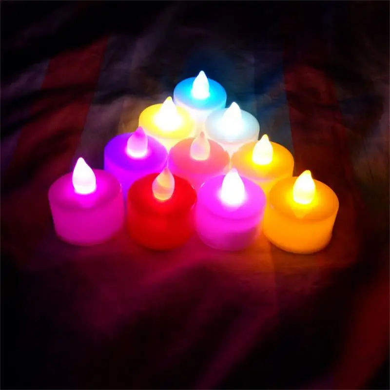  без пламък LED свещи светлини батерии захранвани многоцветни чай светлини за дома сватба рожден ден парти коледна украса осветление 2