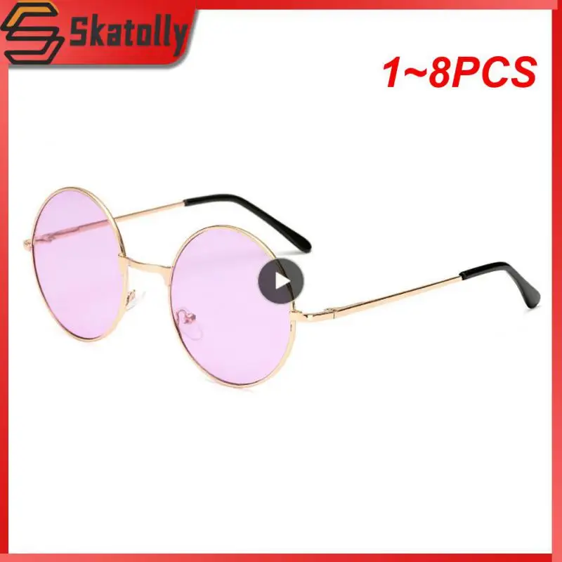1 ~ 8PCS мода ретро кръгла рамка хипи слънчеви очила марка дизайнер колоритен кръг метал UV400 очила за жени мъже дискотека парти