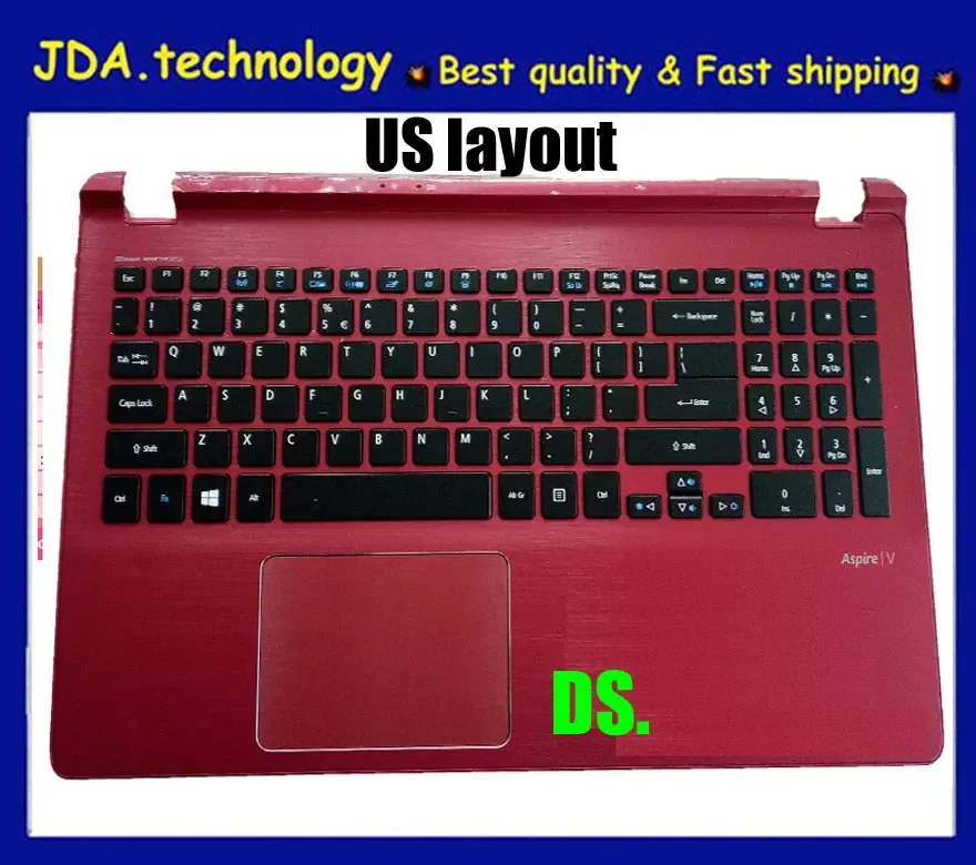 MEIARROW Нов лаптоп палмобер горен калъф за ACER V5-572g V5-573g V5-552G V5-552 US клавиатура горния капак с тъчпад, червен 0