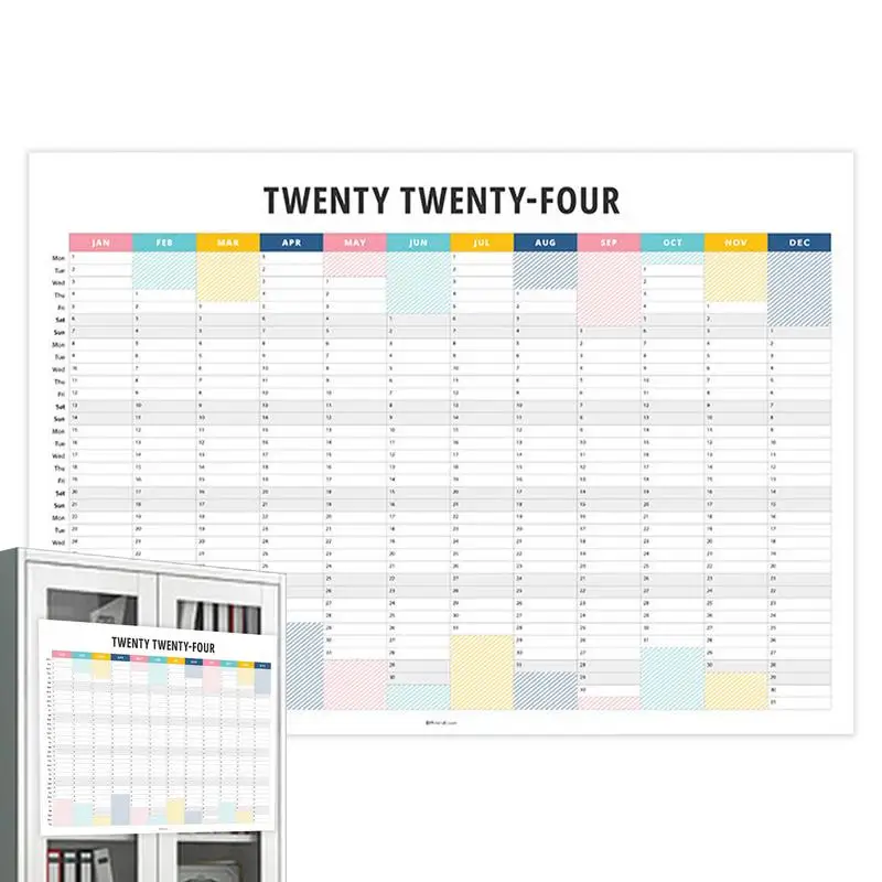 2024 Календар за стенни стенни календари Организатор на задачи Годишен календар и годишен плановик за организиране на работа и живот за семейството