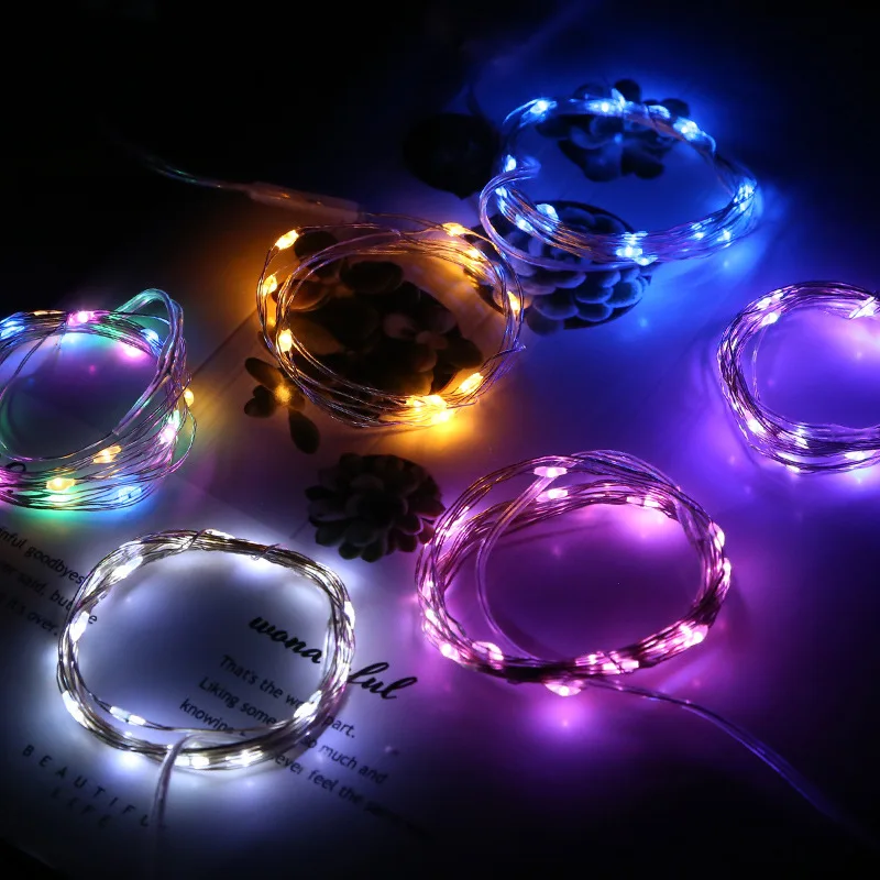 10M 100LEDs LED низ светлина сребърна тел венец светлина батерии захранва фея Коледа светлина за сватба Нова година украса 1