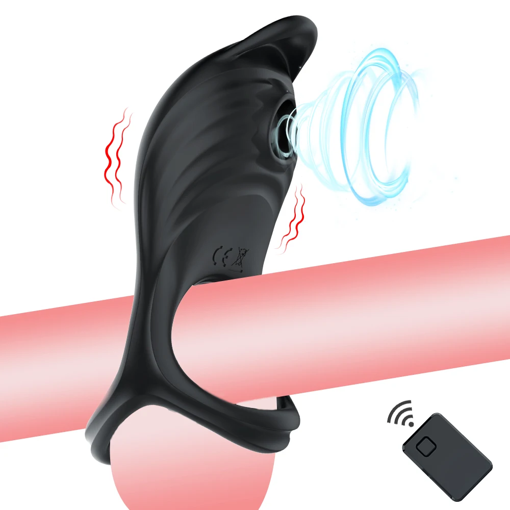 Вибратор за пръстен на петел за мъж със смучеща функция Пенис пръстени Дистанционно управление клитор стимулатор 5 вибрации секс играчка за мъже двойки 1