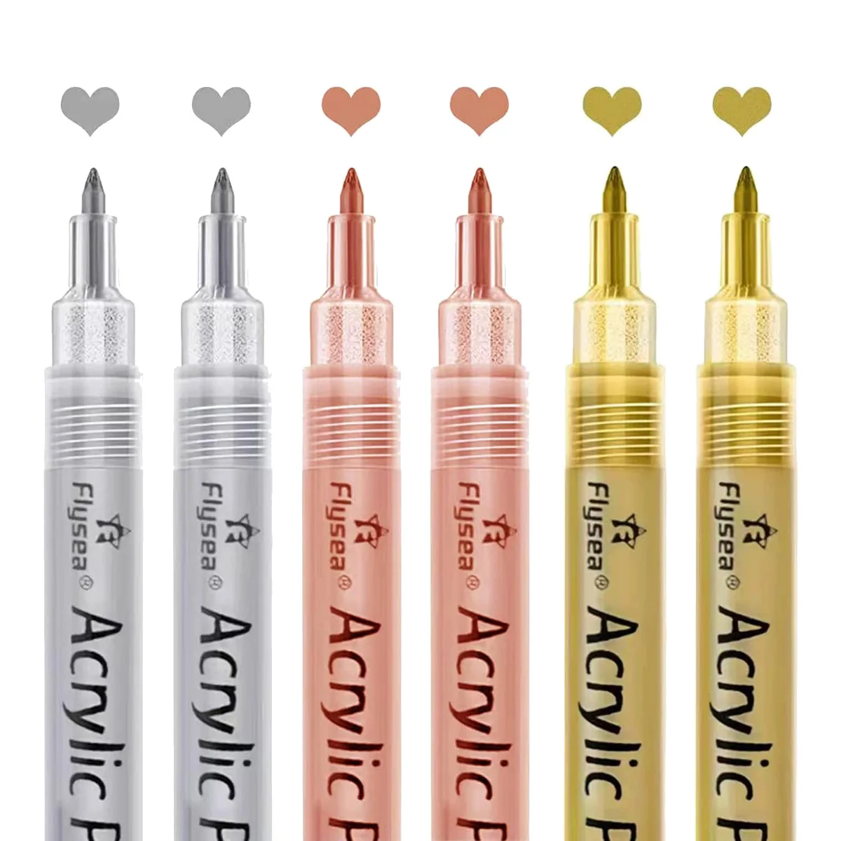 Акрилни писалки за боя - златни, сребърни и розово злато, метални маркери, комплект писалки за метална боя на водна основа