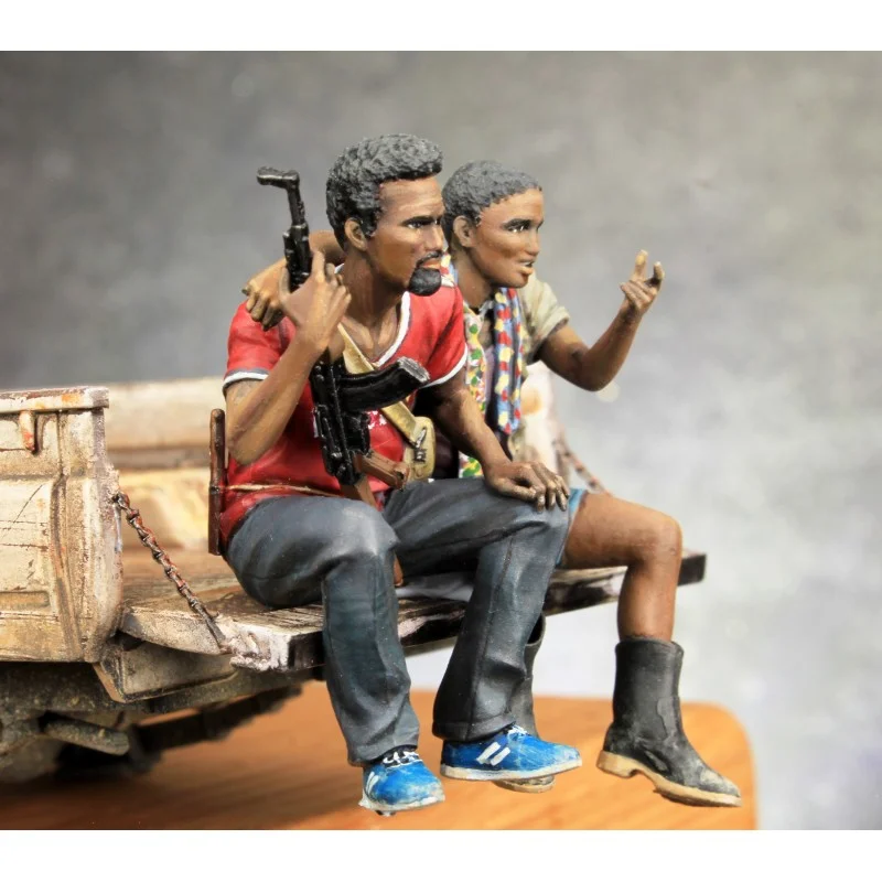 1/35 Diecasting смола играчки сглобени модел комплект миниатюрни африкански пътник 1 (баща и син) несглобени небоядисани безплатна доставка