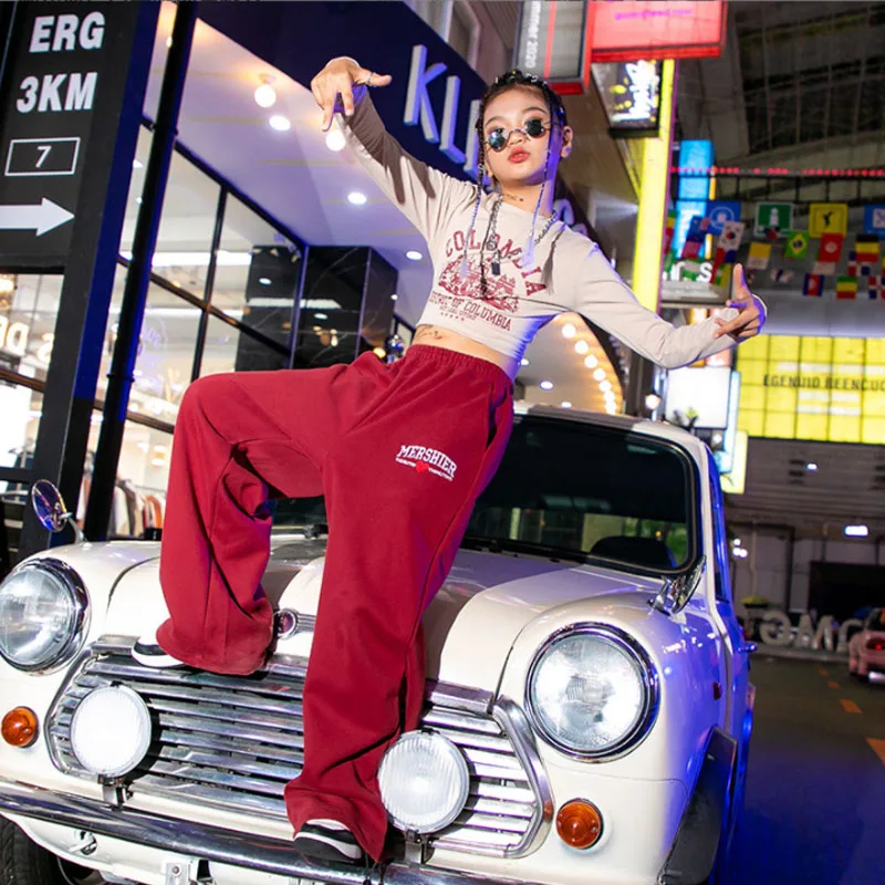 Детски хип-хоп облекло Суитчър Потник Кроп Топс Улично облекло Джогър панталони за момичета Тийнейджърски джаз танцов костюм Дрехи Екипировки
