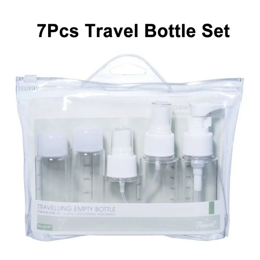 7Pcs с чанта за съхранение за многократна употреба бутилка комплект под-бутилка лице крем тоалетна организатор бял лосион помпа спрей бутилка 2