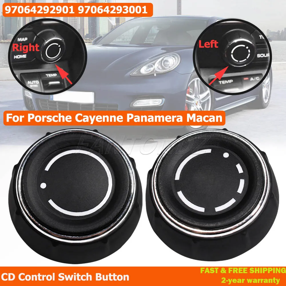 Car Center Console Audio Volume Knob Cover For Porsche 718 911 Cayenne Panamera Macan Boxster Cayman CD Control Switch Button