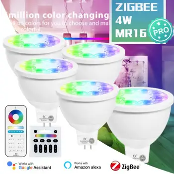 1-5PCS ZigBee 3.0 Smart MR16 Spotlight Pro 4W RGB CCT Димируема LED лампа Alexa Voice Работа с поддръжка на Zigbee Gateway RF контрол
