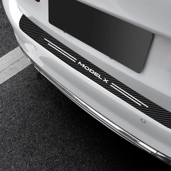 1 бр / комплект стикер за защита на вратата на вратата на багажника за Tesla Модел X задна броня охрана въглеродни влакна текстура против надраскване стикери