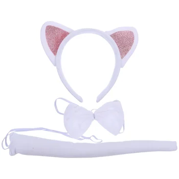 1 Комплект Cosplay котка уши лента за глава папийонка рокля-нагоре животно ухо лента за коса опашка подпора за парти