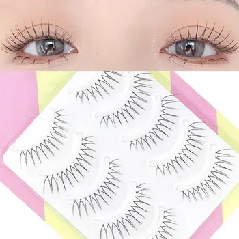 1 Комплект изкуствени мигли 3D ефект Увеличаване на очите Прозрачен ствол Меки ръчно изработени V-образни екстензионни мигли за ежедневна красота
