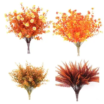 1 Пакет изкуствени есенни цветя открит градински декор есенен цветен букет за Деня на благодарността Начало Сватба Коледна украса 5