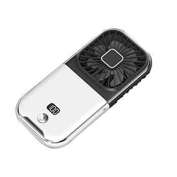 1 парче мини преносим открит ръчен вентилатор за врата USB акумулаторна 180 ° сгъваем безжичен настолен вентилатор бял&черен