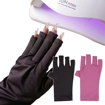 1 чифт нокти изкуство ръкавица UV защита ръкавица анти UV радиация защита ръкавици протектор за нокти изкуство гел UV LED лампа инструмент